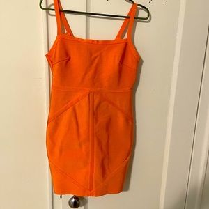 Bright Orange mini dress fits like a small, great for curvy girls
